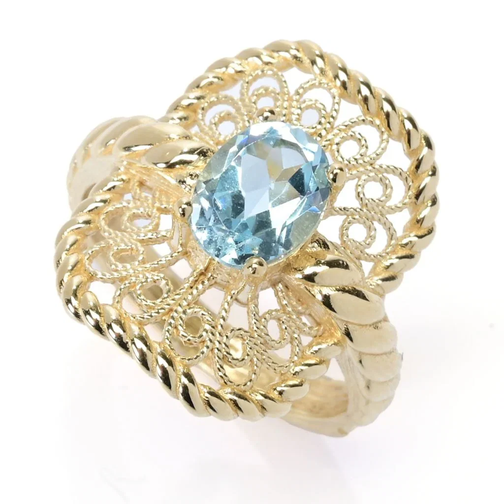 Image of Passport to Turkey Gold Plated Choice of Gemstone Filigree Ring