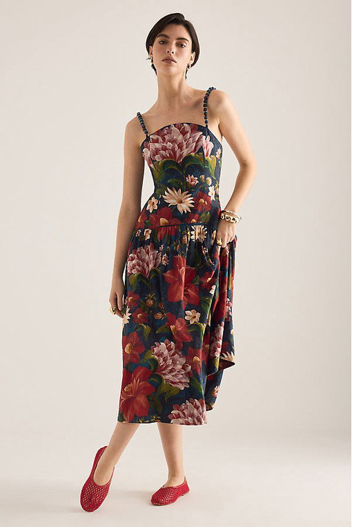 Barbour x Farm Rio Wild Flower Drop-Waist Midi Dress