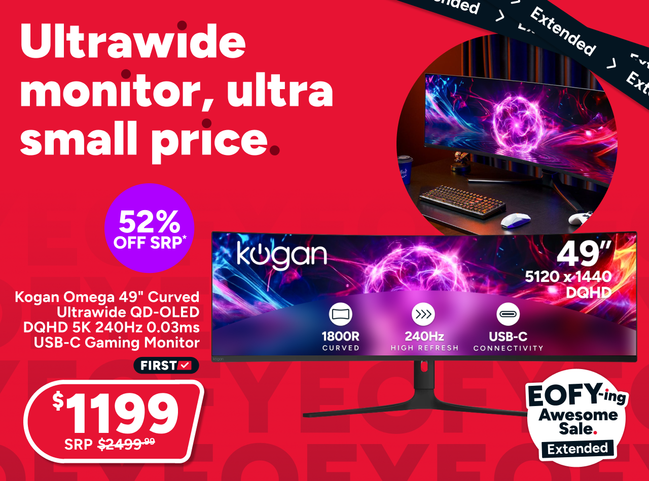 Kogan Omega 49" Curved Ultrawide QD-OLED DQHD 5K 240Hz 0.03ms USB-C Gaming Monitor