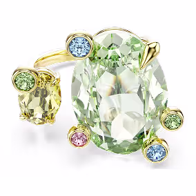 Gema open ring, Mixed cuts, Multicolored, Gold-tone plated
