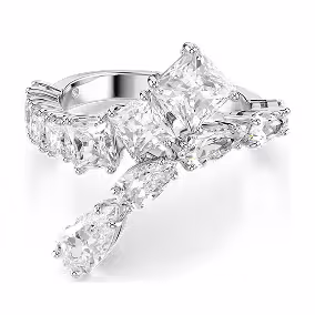 Matrix ring, Mixed cuts, White, Rhodium plated