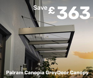 Palram Canopia Grey Clear 3.79 x 1.4m Door Canopy. Save £363, now £1,451