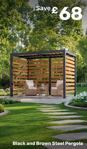  Black and Brown Steel Pergola 1.91 x 3.13m. Save £68, now £1,185