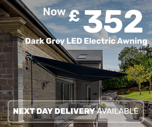 Dark Grey LED Electric Retractable Awning 3 x 2.5m. £352, next day delivery available
