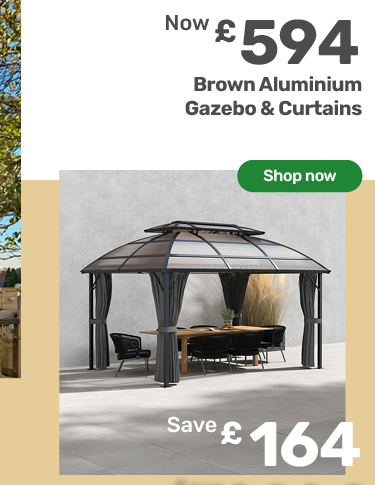 4 x 3m Brown Aluminium Gazebo with Curtains. Now £594
