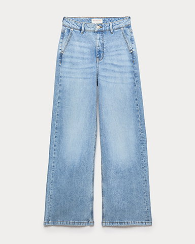 Per Una Light Indigo High Waisted Wide Leg Jeans with Lyocell