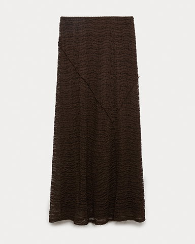 Brown Jersey Textured Midaxi Straight Slip Skirt