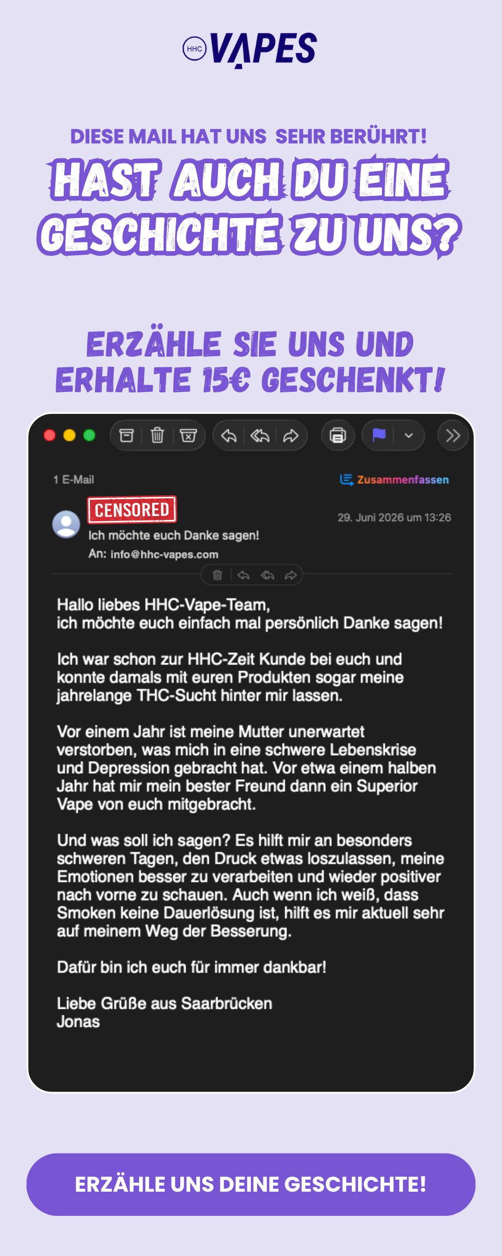Headerbild mit rührender Kundengeschichte