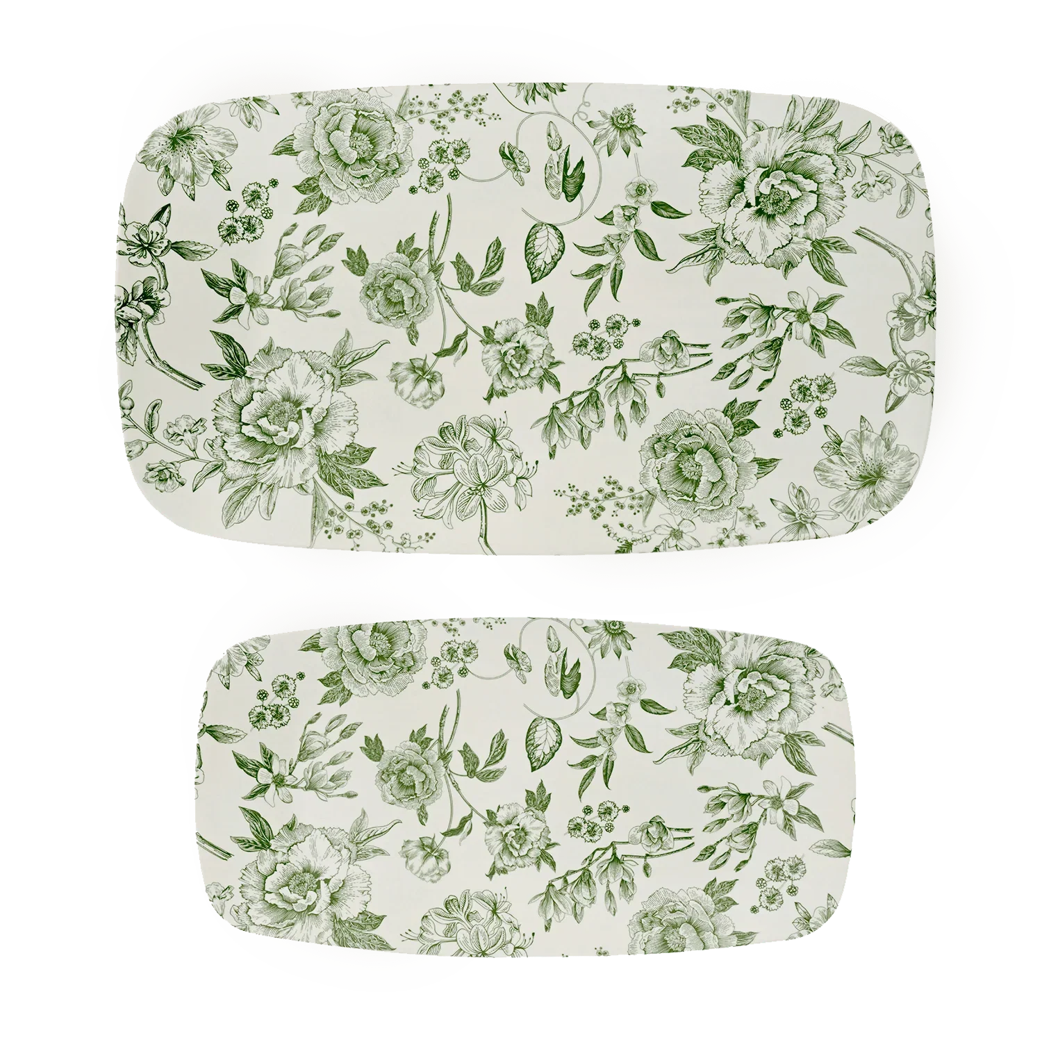 Image of Green Delft Stacking Melamine Tray - Set of 2