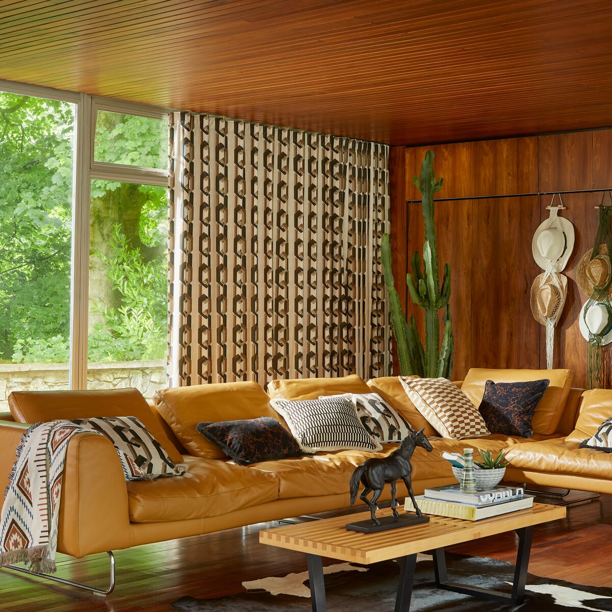 Floor-to-length curtains framing a large window
