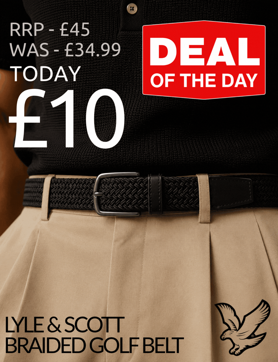 Lyle & Scott Mens Intricate Braided Woven Nylon Branded Golf Belt