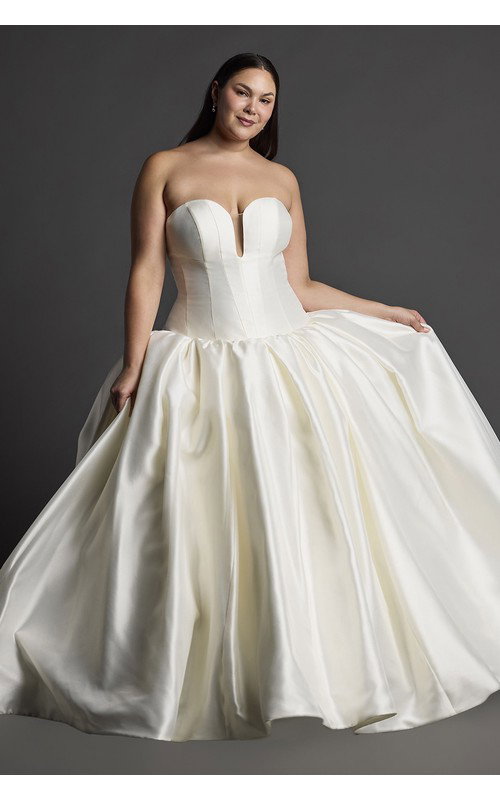 Mikado Drop Waist Ball Gown Wedding Dress
