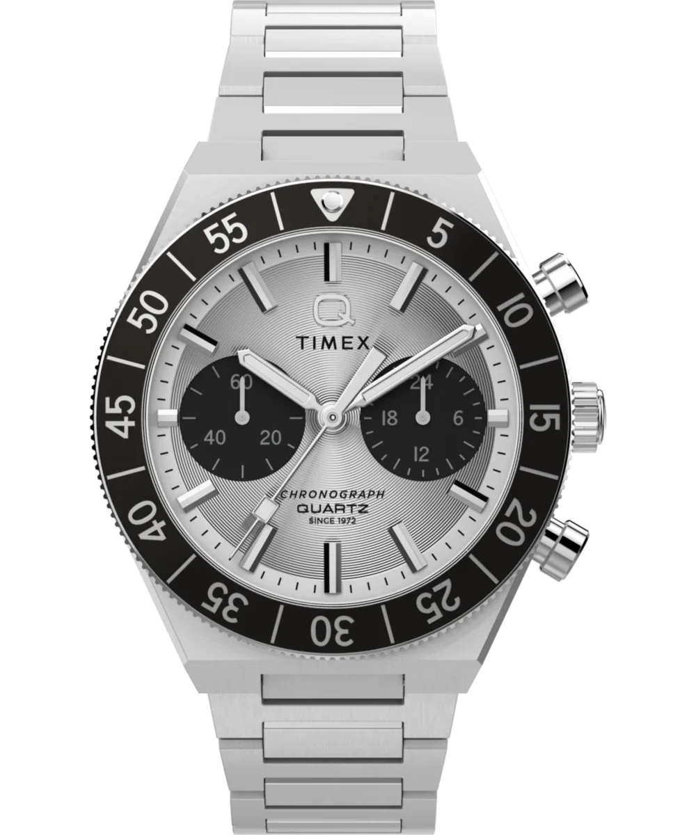 Image of Q Timex Continental Chronograph 40mm Stainless Steel Bracelet Watch