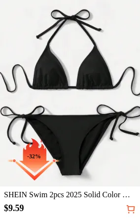 SHEIN Swim 2pcs 2025 Solid Color...