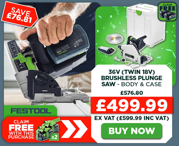 Festool TSC 55 KEB-Basic 36V (Twin 18V) Brushless Plunge Saw - Body & Case