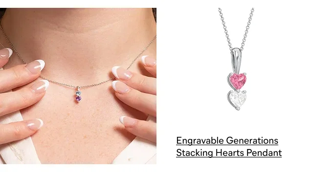 Engravable Generations Stacking Hearts Pendant