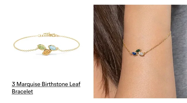 Marquise Birthstone Leaf Bracelet