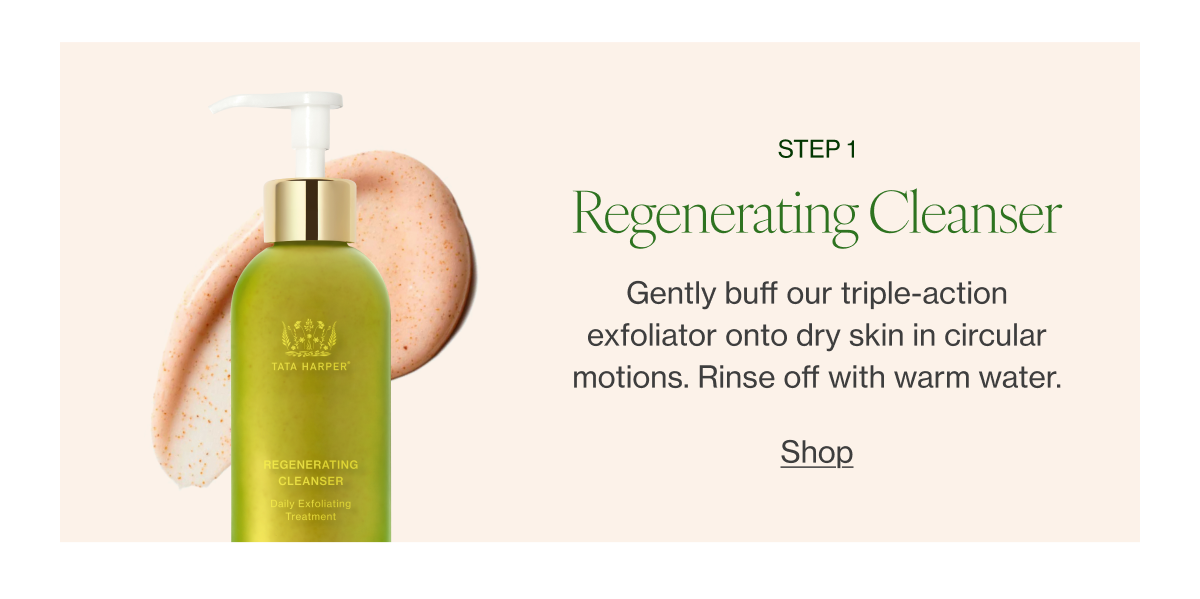 Gently buff our triple-action exfoliator onto dry skin in circular motions. Rinse off with warm water.