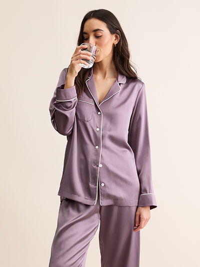 Women's Silk Pyjamas in Dusty Plum