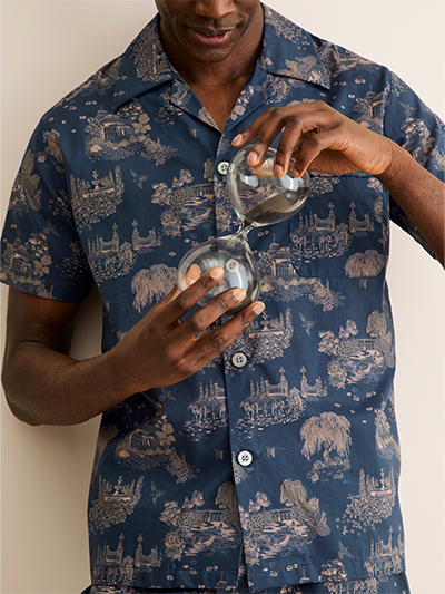 Men's Short Pyjamas in London Toile Navy