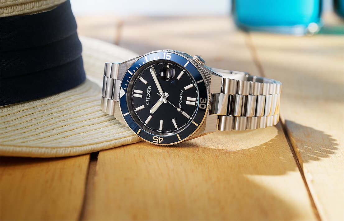 TSUYOSA Shore Navy Dial Stainless Steel Bracelet NJ0230-59L