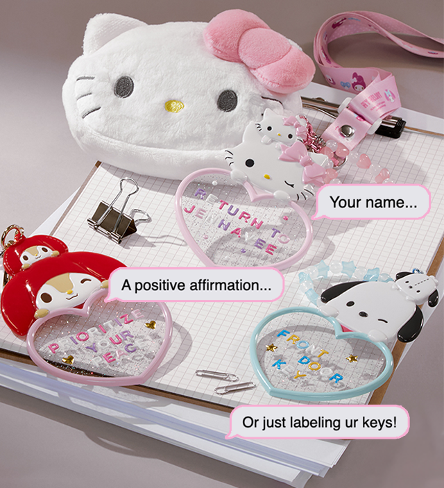 Hello Kitty and Friends Flatlay with quote bubbles.