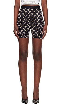 Black Recycled Moon Jersey Mini Shorts - Marine Serre