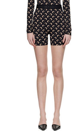 Black Recycled Moon Jersey Mini Sport Shorts - Marine Serre