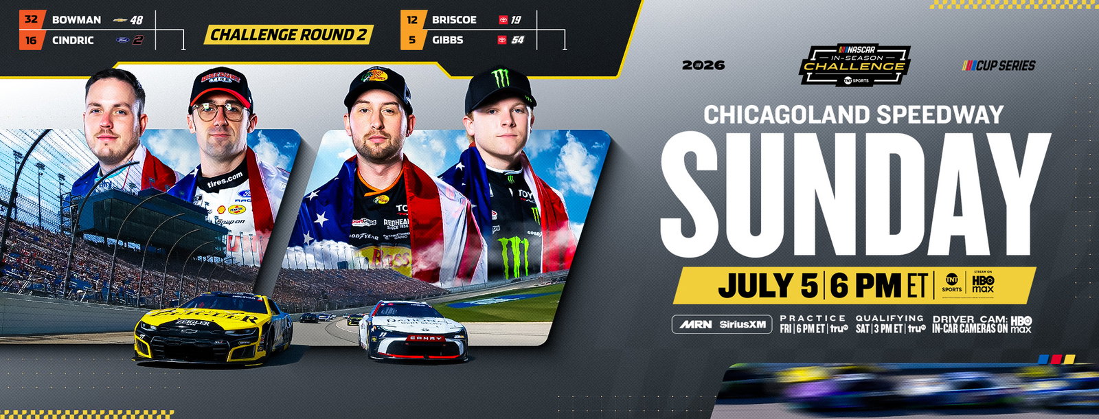 eero 400 | JULY 5 | 6:00 PM ET | TNT, MRN , SiriusXM, HBO Max