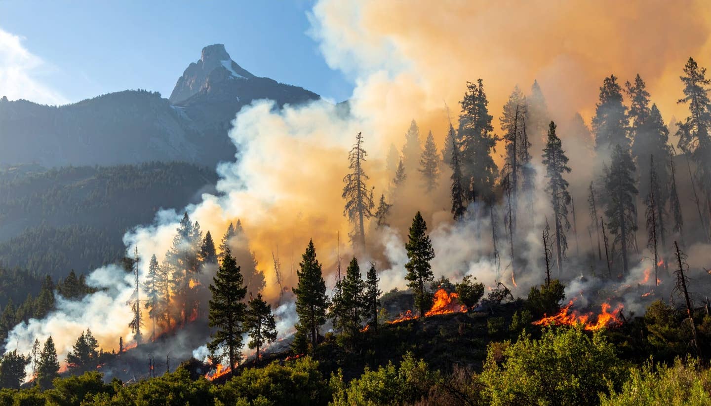 wildfire in mountains