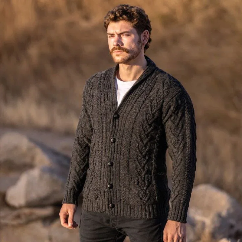 Image of Men's Merino Wool Shawl Collar Cardigan