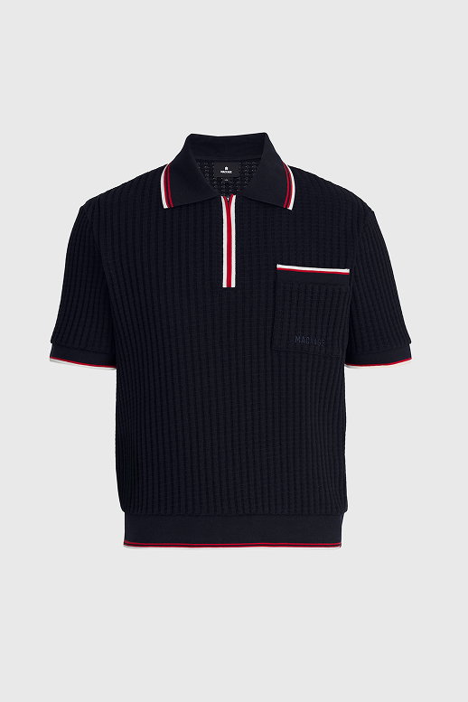 ESTABAN Crochet Knit Quarter-Zip Polo Shirt