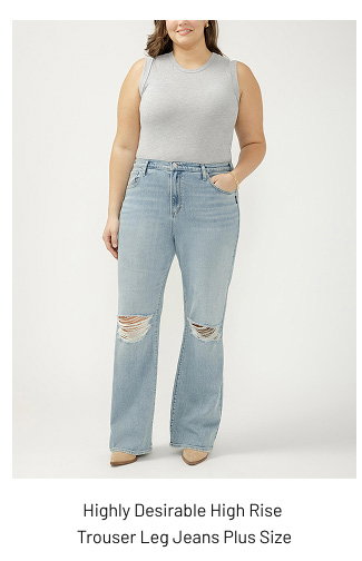 Highly Desirable High Rise Trouser Leg Jeans Plus Size