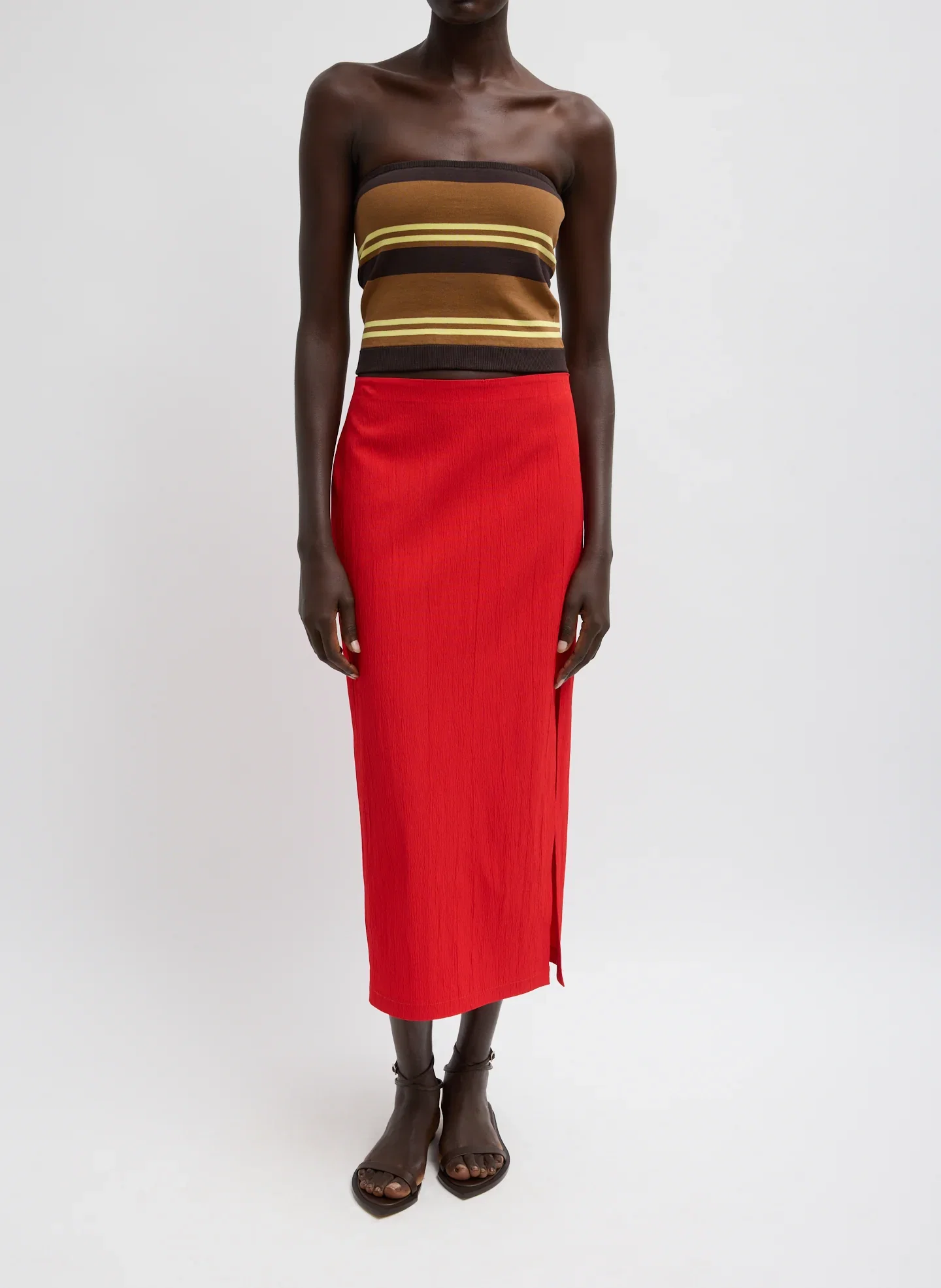 Image of Creased Stretch Crepe Skirt