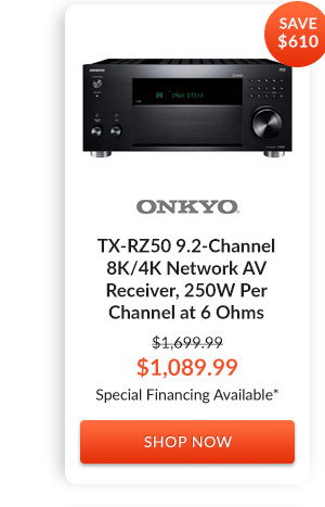 Onkyo TX-RZ50 9.2-Channel 8K/4K Network AV Receiver, 250W Per Channel at 6 Ohms