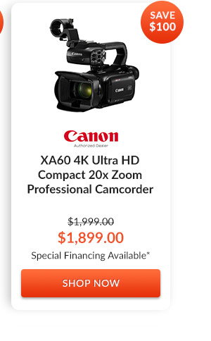Canon XA60 4K Ultra HD Compact 20x Zoom Professional Camcorder