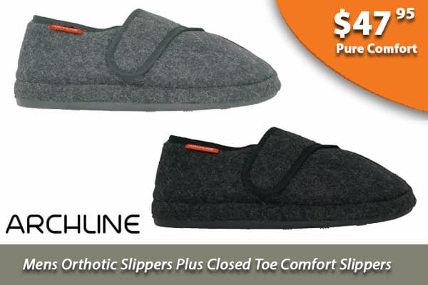 Archline Mens Orthotic Slippers Plus Closed Toe Comfort Slippers