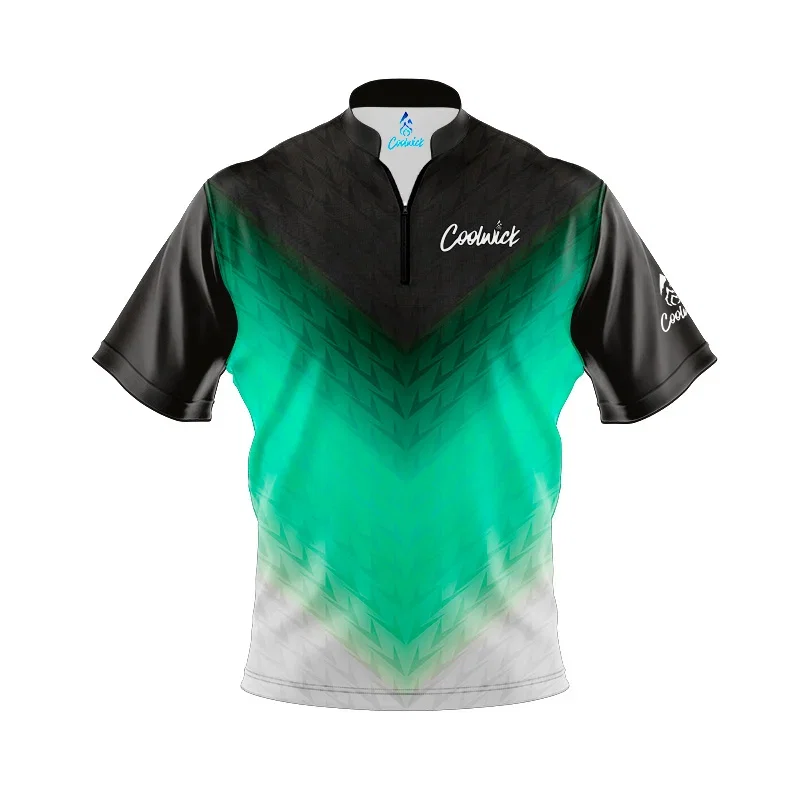 Image of CoolWick Elite Green Vortex Sash Zip Jersey