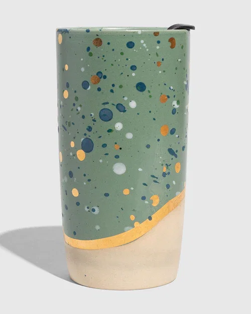 Insulated Stoneware Travel Mug in Juniper