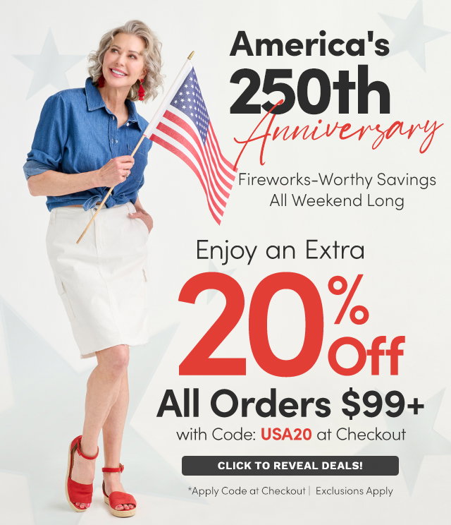 America's 250th Anniversary | Extra 20% Off All Orders $99+ with Code: USA20 at Checkout