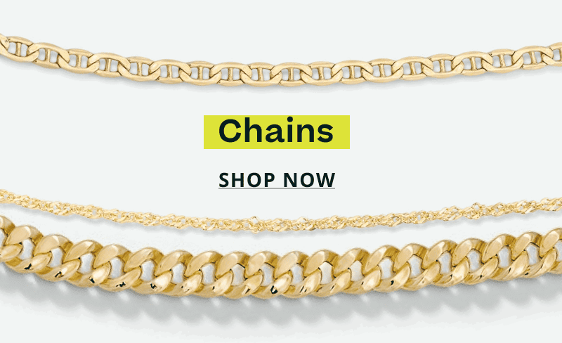 Gold colored anchor, twisted rope & Cuban link chains. Chains. Click here to shop now