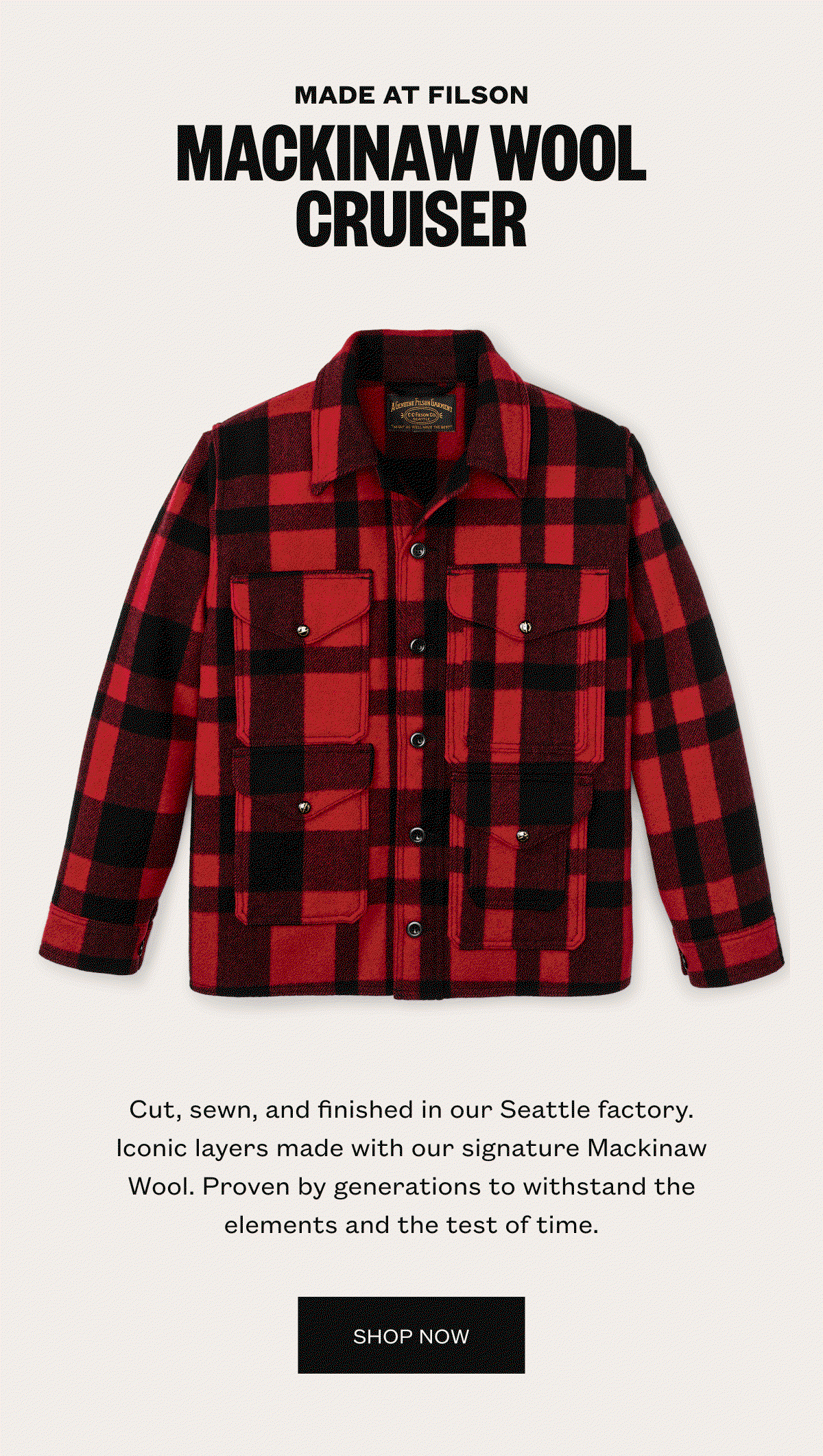 Made at Filson Mackinaw Wool