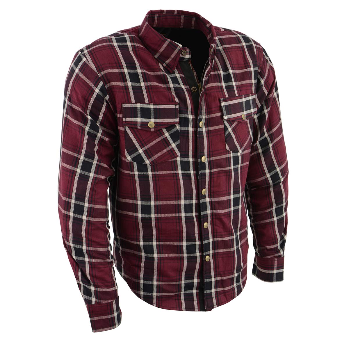Image of Milwaukee Leather MPM1640 Men's Plaid Flannel Biker Shirt with CE Approved Armor - Reinforced w/ Aramid Fiber