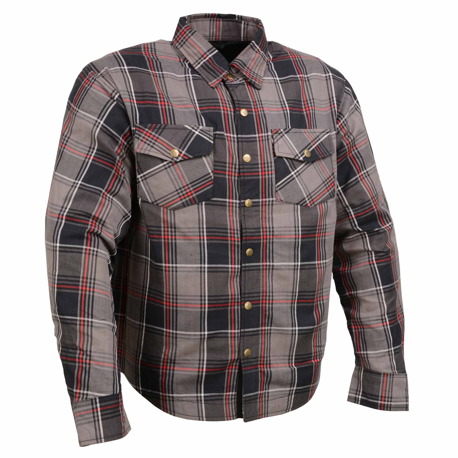 Image of Milwaukee Leather MPM1652 Men's Plaid Flannel Biker Shirt with CE Approved Armor - Reinforced w/ Aramid Fiber