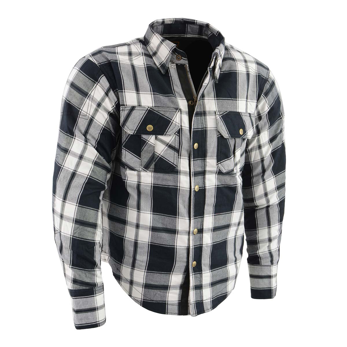 Image of Milwaukee Leather MPM1644 Men's Plaid Flannel Biker Shirt with CE Approved Armor - Reinforced w/ Aramid Fiber