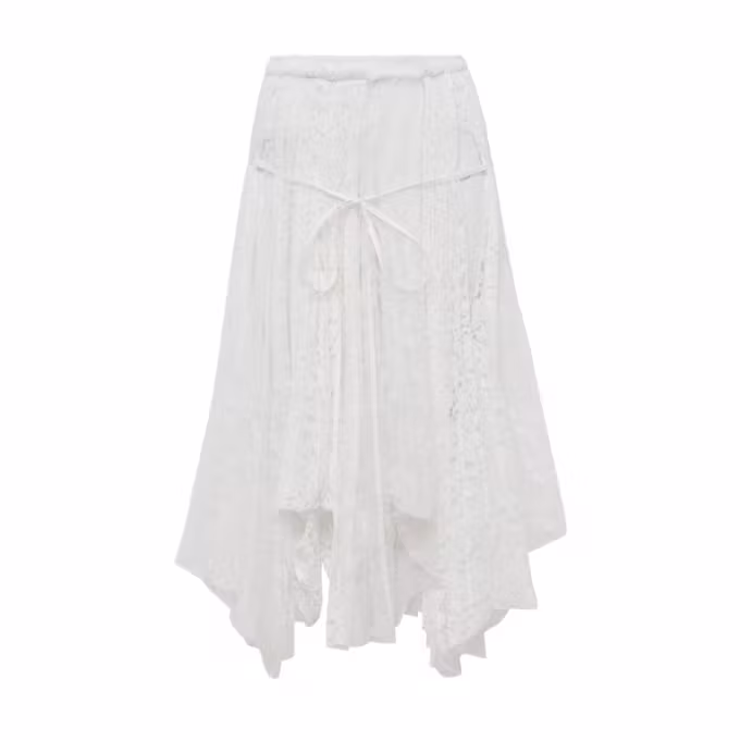 Mixed Lace Midi Skirt