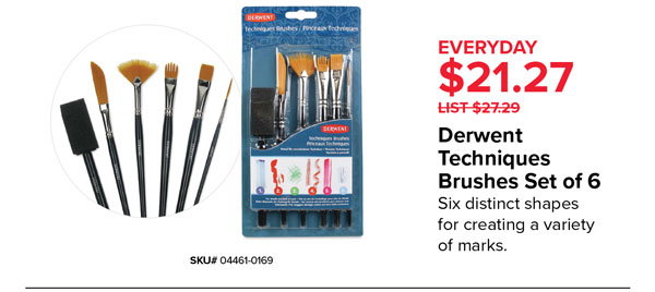 Derwent Techniques Brushes Set of 6 Everyday $21.27