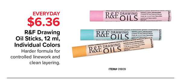 R&F Drawing Oil Sticks, 12 ml, Individual Colors, Everyday $6.36