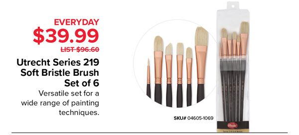 Utrecht Series 219 Soft Bristle Brush Set of 6 Everyday $39.99