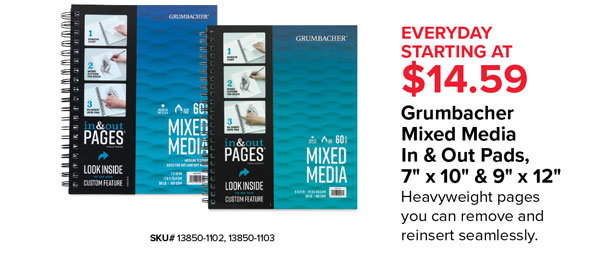 Grumbacher Mixed Media In & Out Pads, 7" x 10" & 9" x 12" Everyday Starting at $14.59